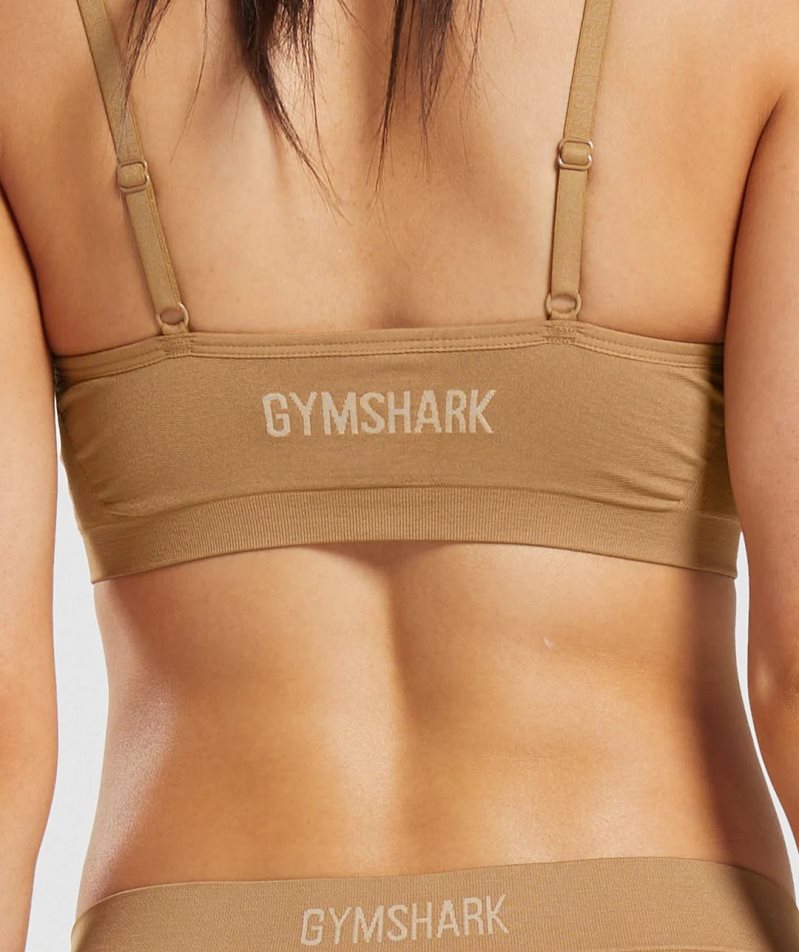 Women's Gymshark Seamless Low Neck Bralette Underwear Light Brown | NZ 9VYFSH